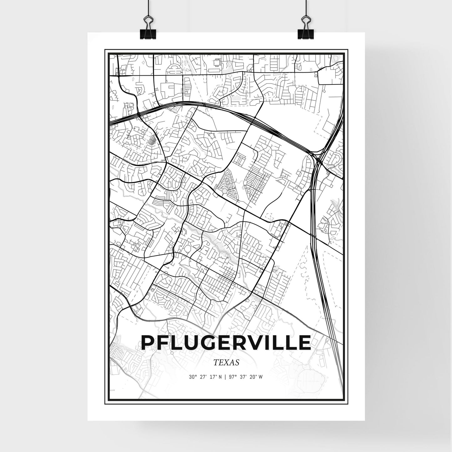 Pflugerville Texas - Premium City Map Poster