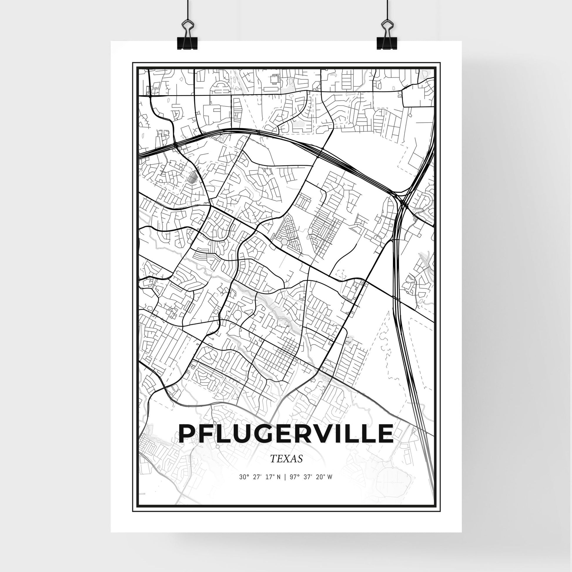 Pflugerville Texas - Premium City Map Poster