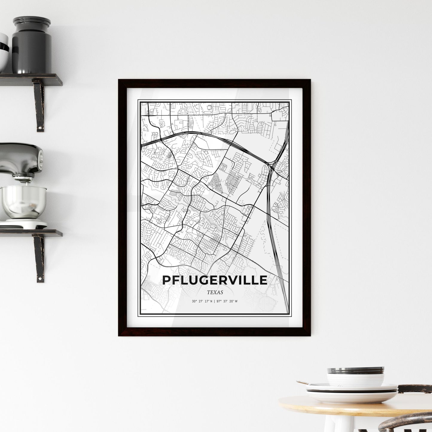 Pflugerville Texas - Minimal City Map