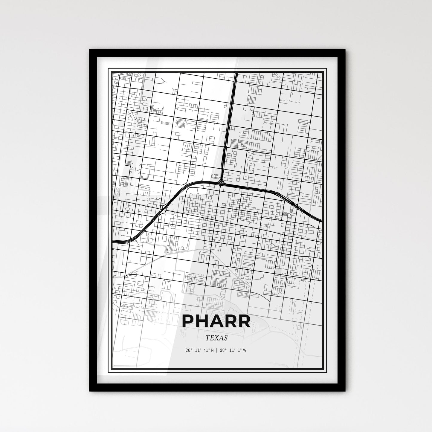 Pharr Texas - Scandinavian Style City Map for Modern Home Decor