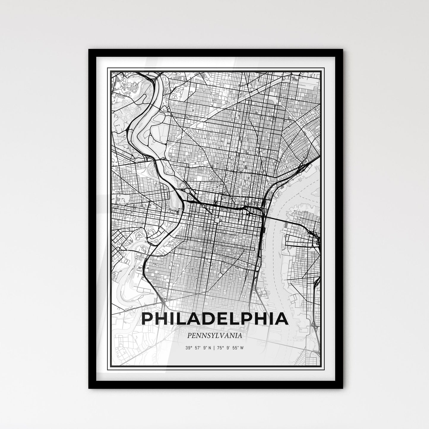 Philadelphia Pennsylvania - Scandinavian Style City Map for Modern Home Decor