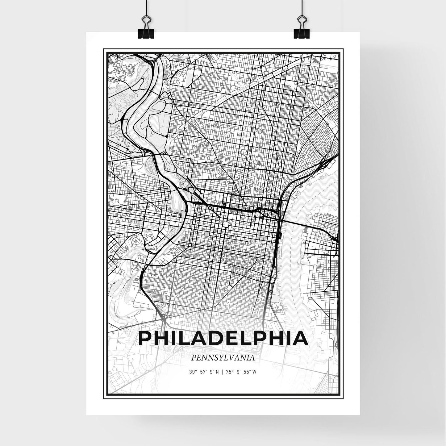 Philadelphia Pennsylvania - Premium City Map Poster