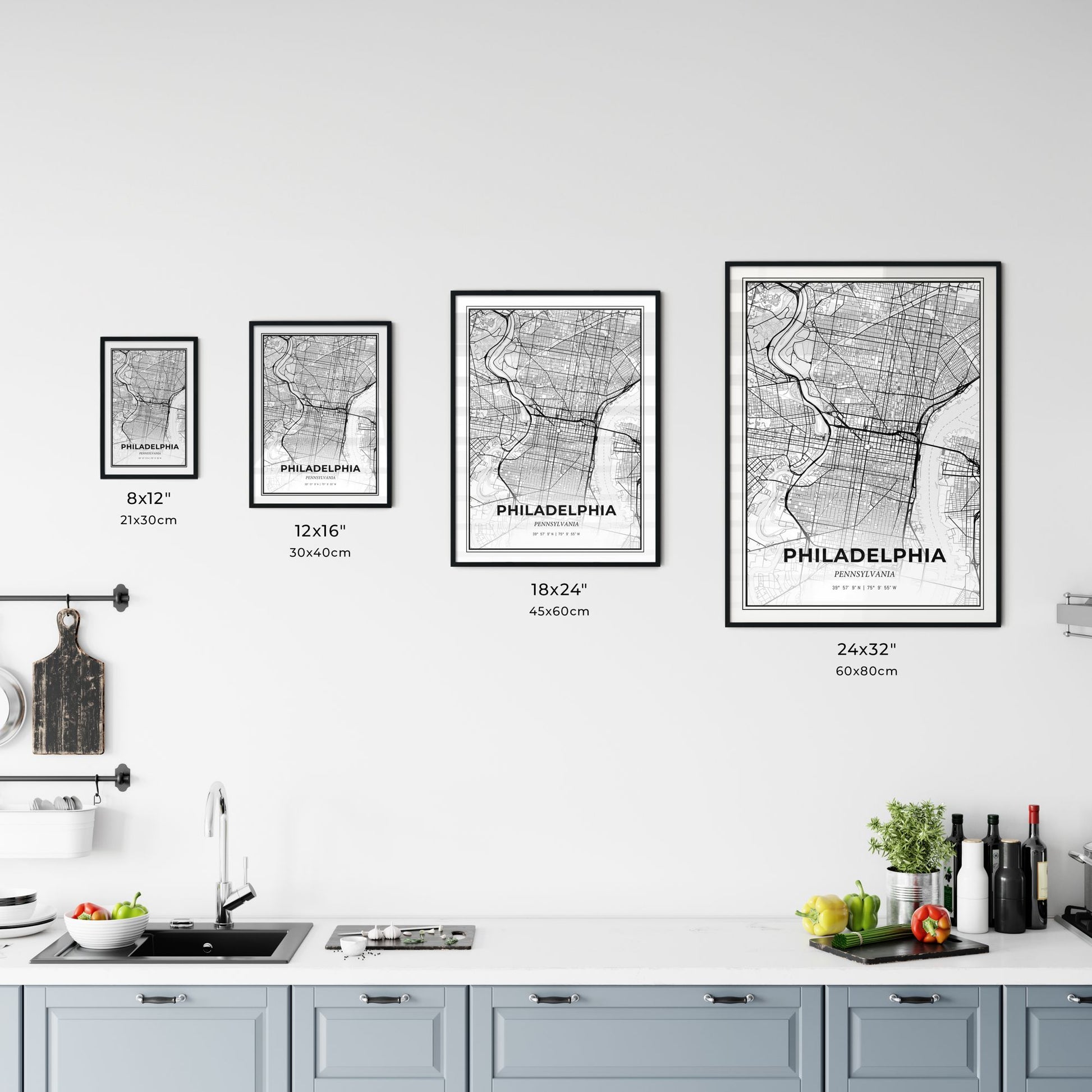 Philadelphia Pennsylvania - Customizable Modern City Map