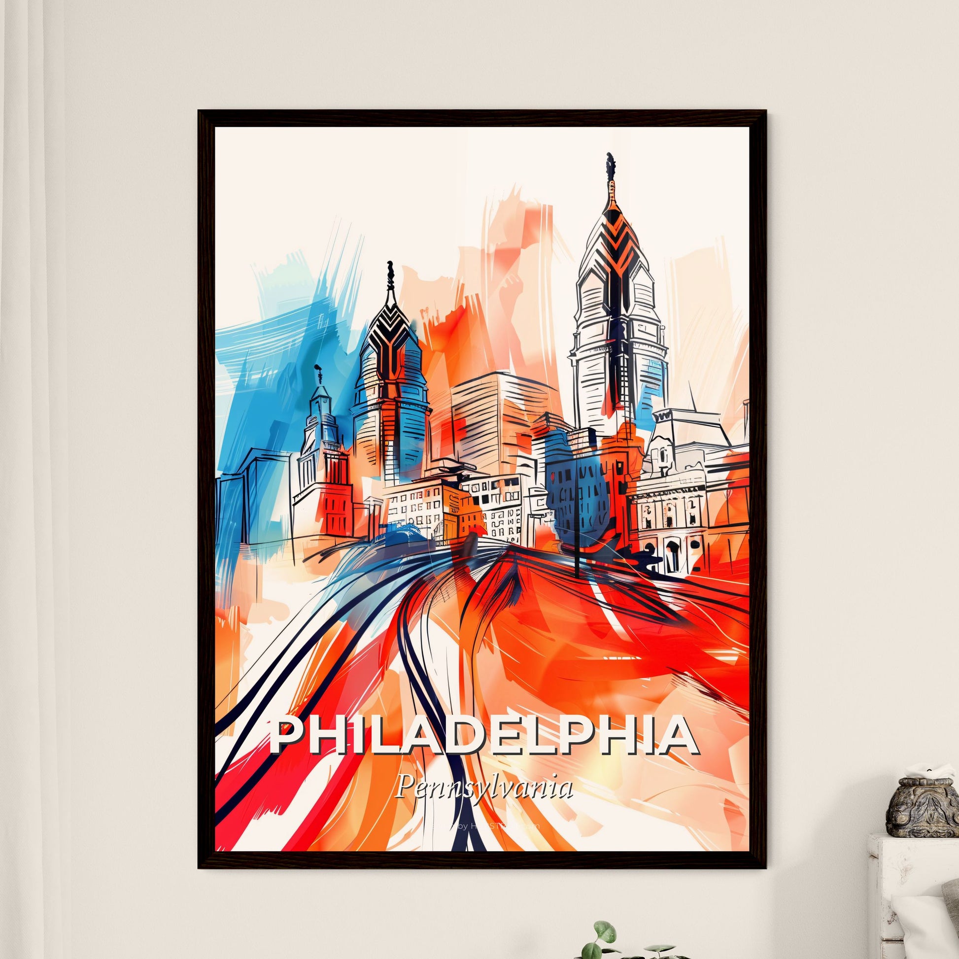 Vibrant Philadelphia, Pennsylvania - A Colorful Cityscape With A Train Track