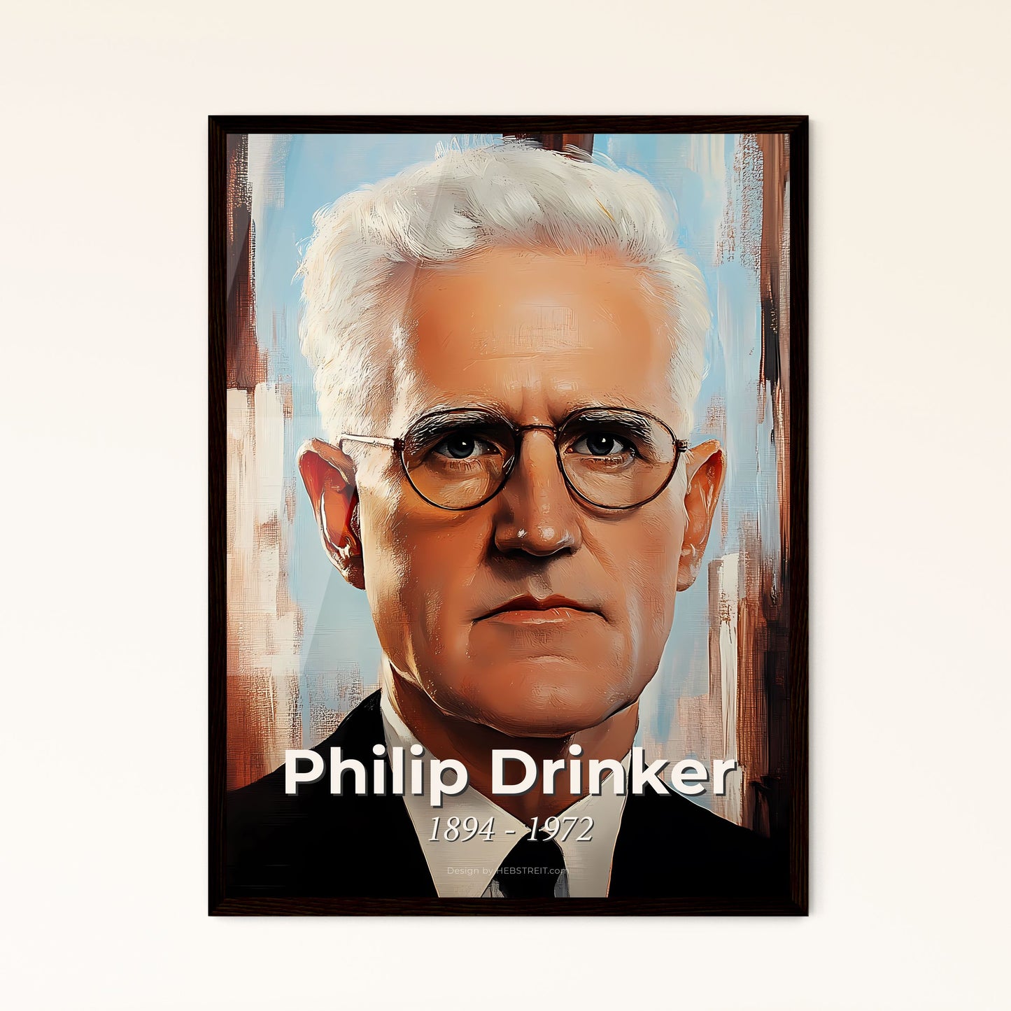 Portrait of Philip Drinker, 1894 - 1972. Impressionistic painting of a man in a suit and tie.