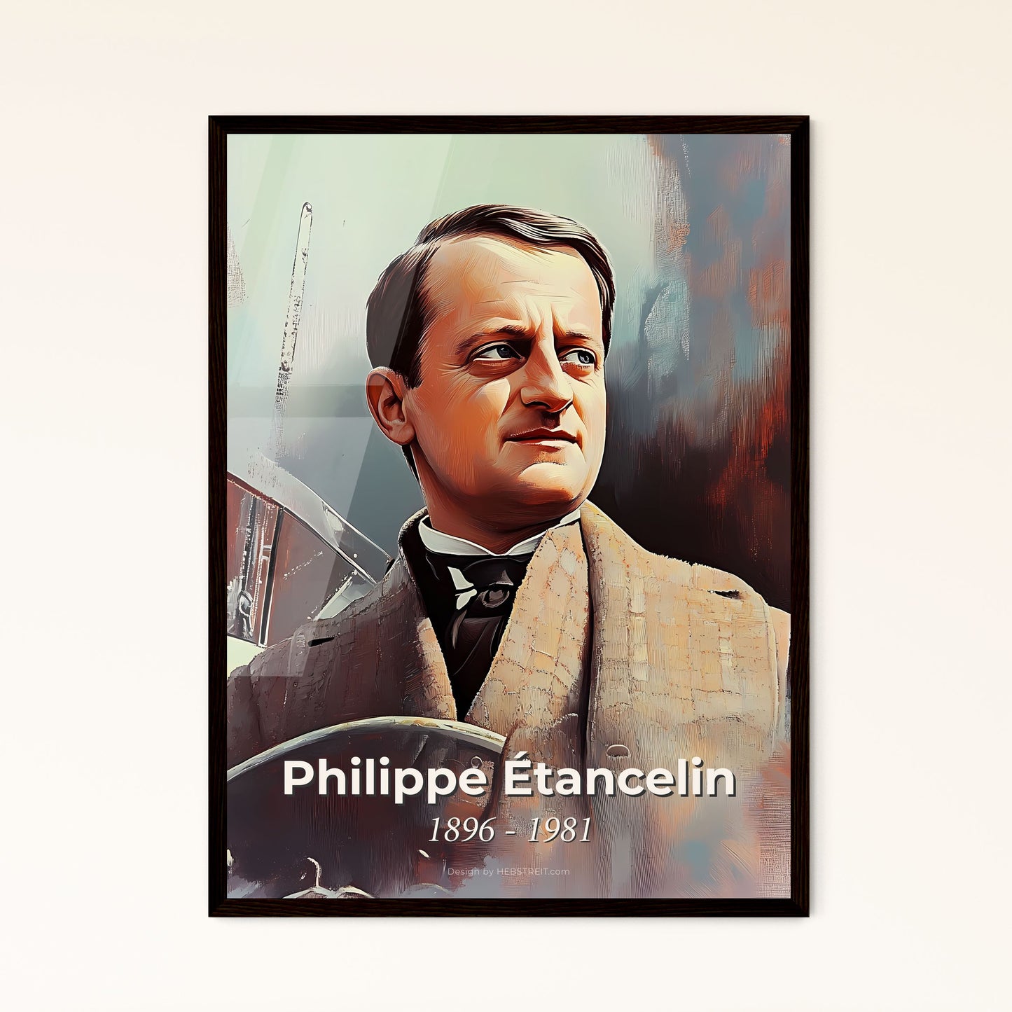 Portrait of Philippe Étancelin, 1896 - 1981. Impressionistic painting of a man in a suit.