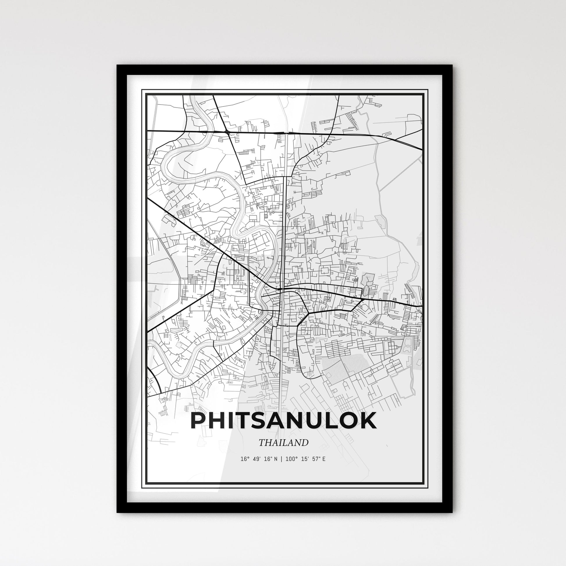 Phitsanulok Thailand - Scandinavian Style City Map for Modern Home Decor