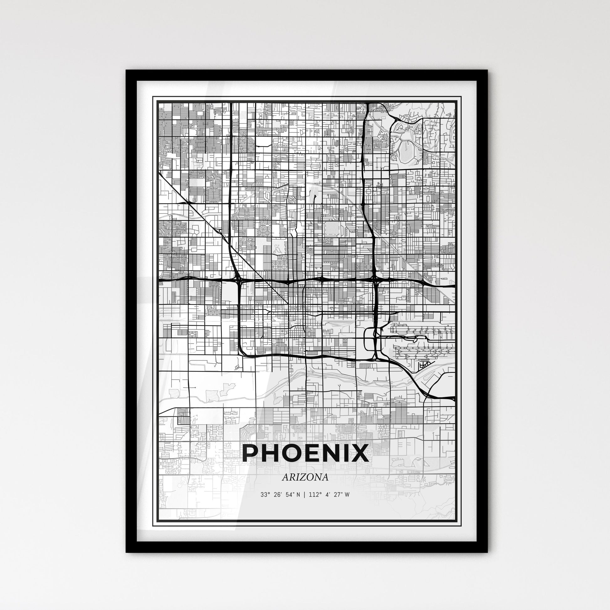 Phoenix Arizona - Scandinavian Style City Map for Modern Home Decor