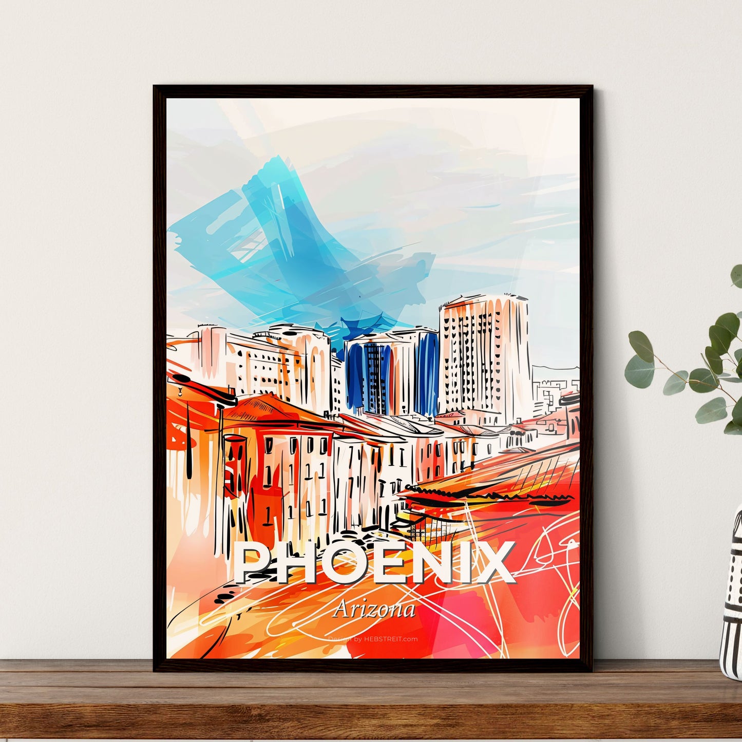 Vibrant Phoenix, Arizona - A Drawing Of A City