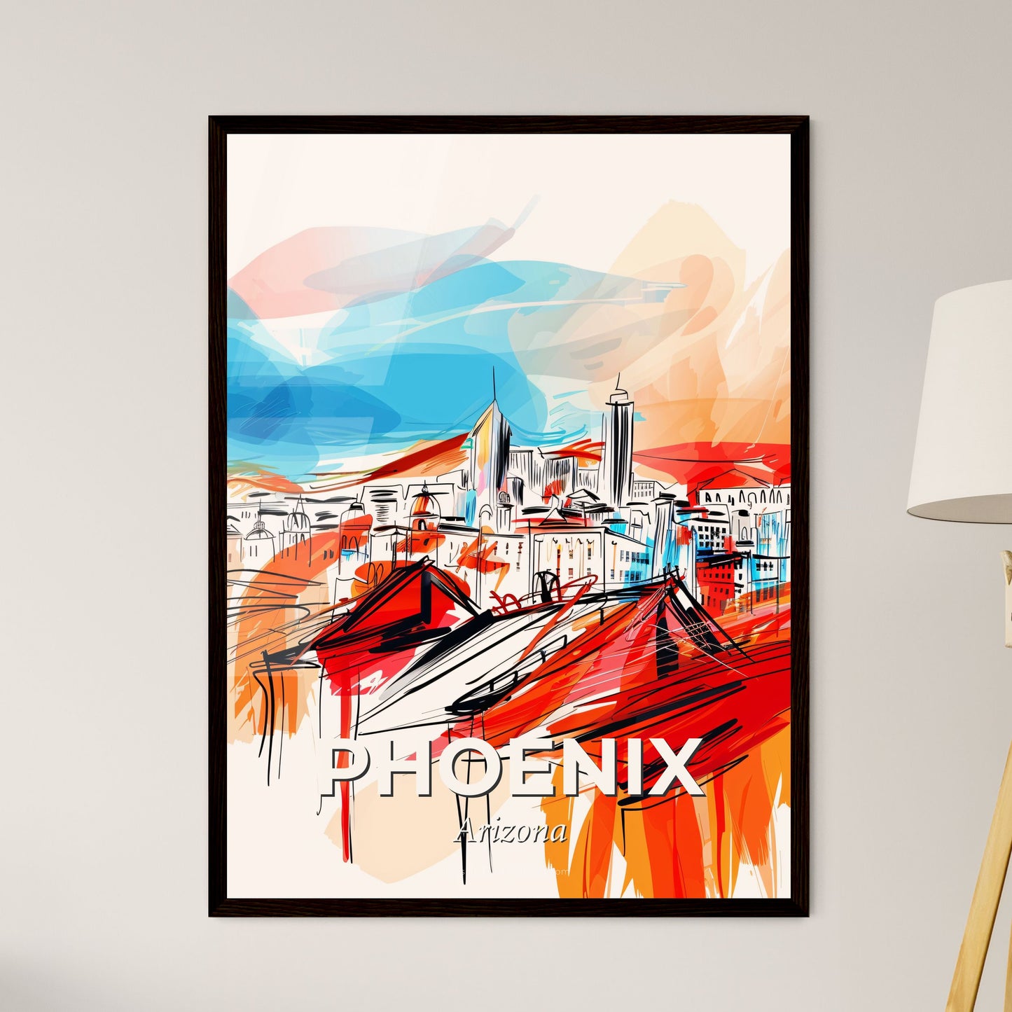 Vibrant Phoenix, Arizona - A Drawing Of A City