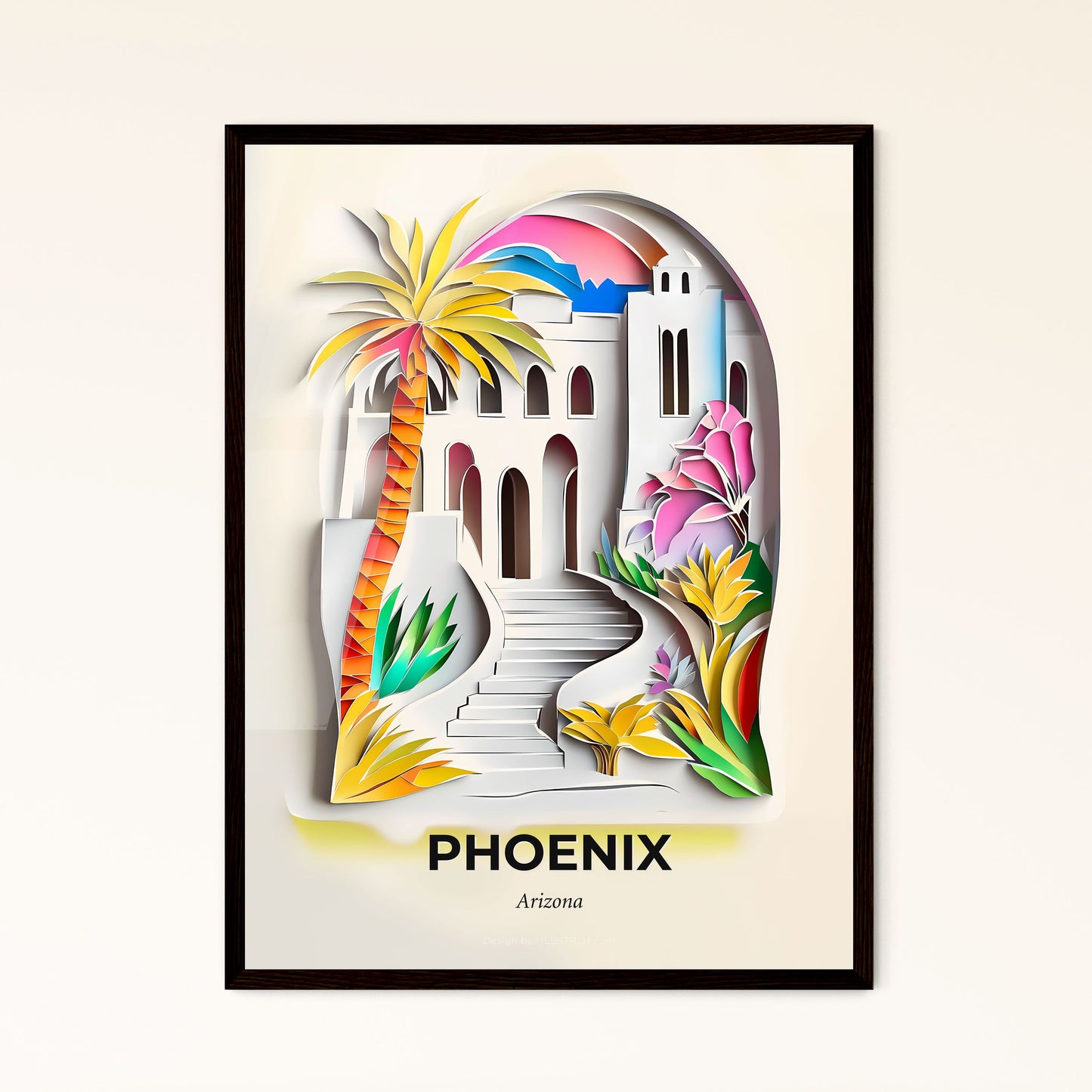 Vivid Phoenix, Arizona - a paper cut of a castle with a palm tree