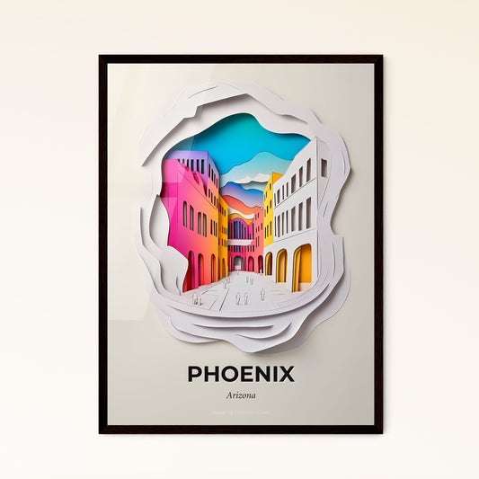 Vivid Phoenix, Arizona - a paper cut of a city street with buildings