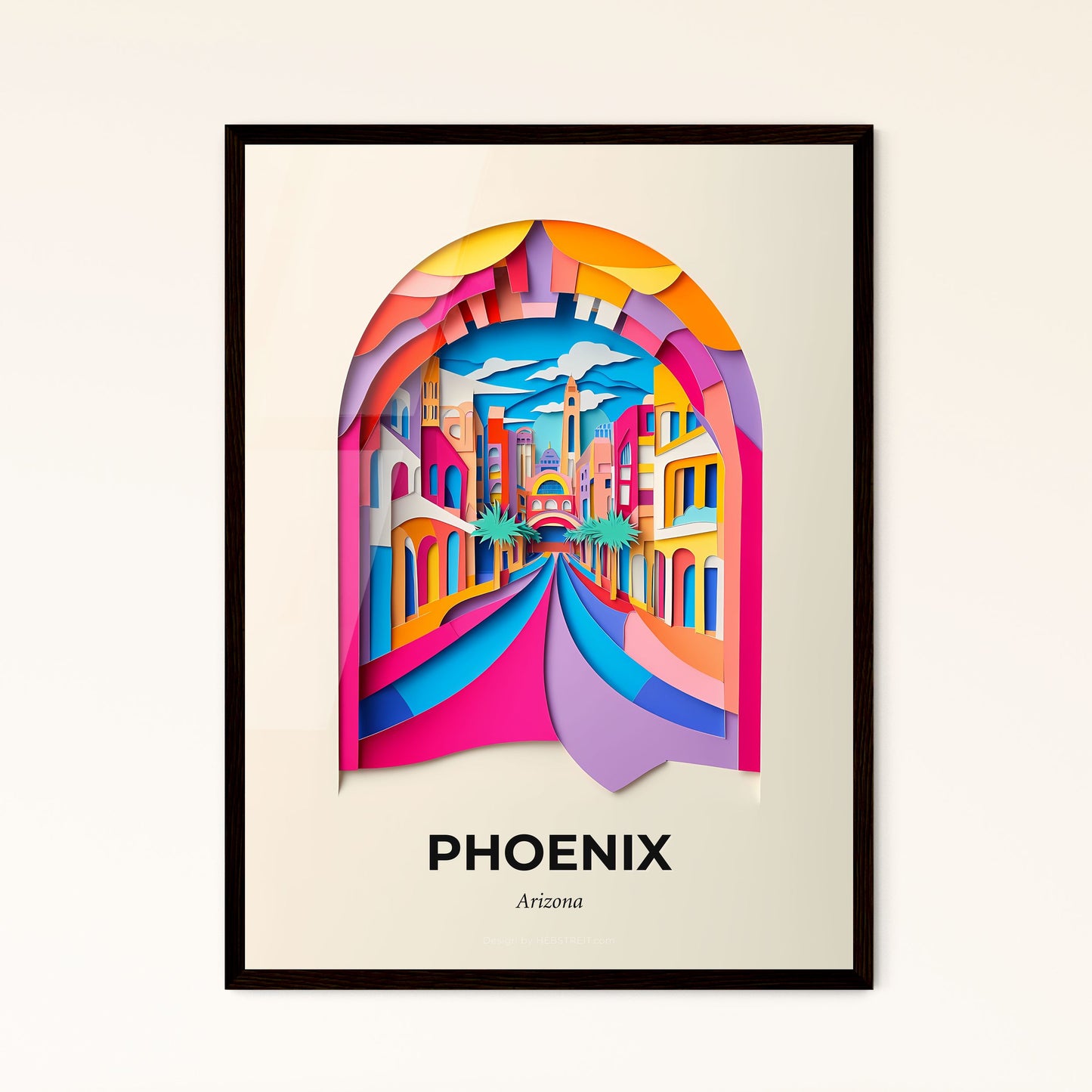 Vivid Phoenix, Arizona - a colorful cityscape with a rainbow colored arch