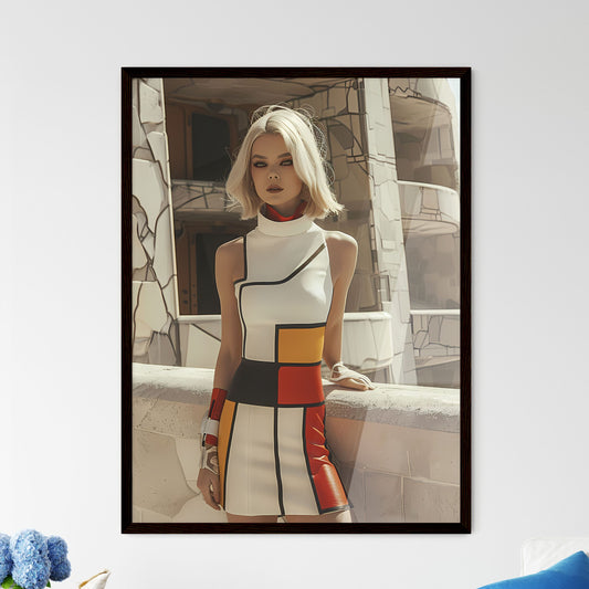 Vibrant Retro Futuristic Painting of a Blond - Framed Art Print