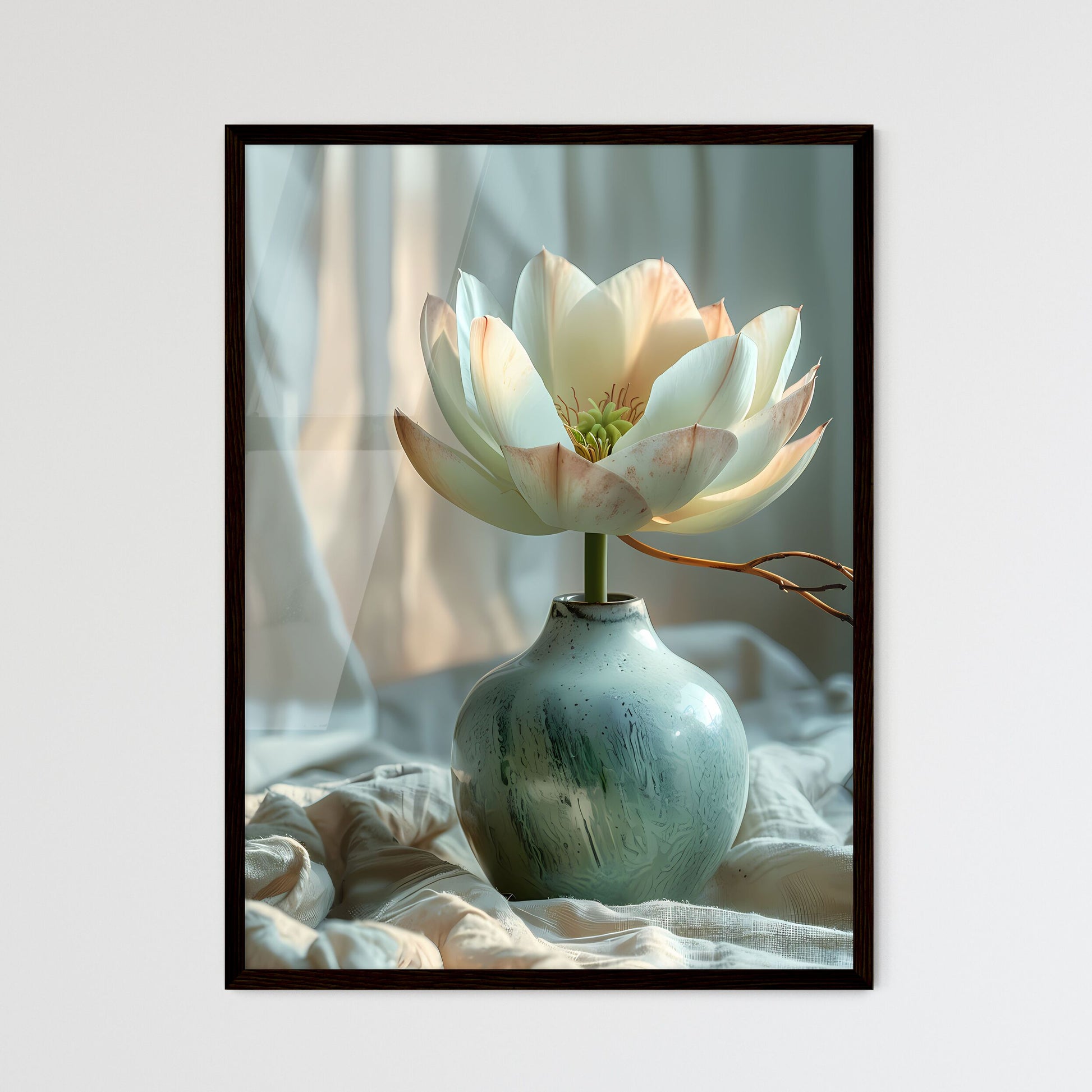 Ornamental Echeveria Vase Submerged Underwat - Framed Art Print