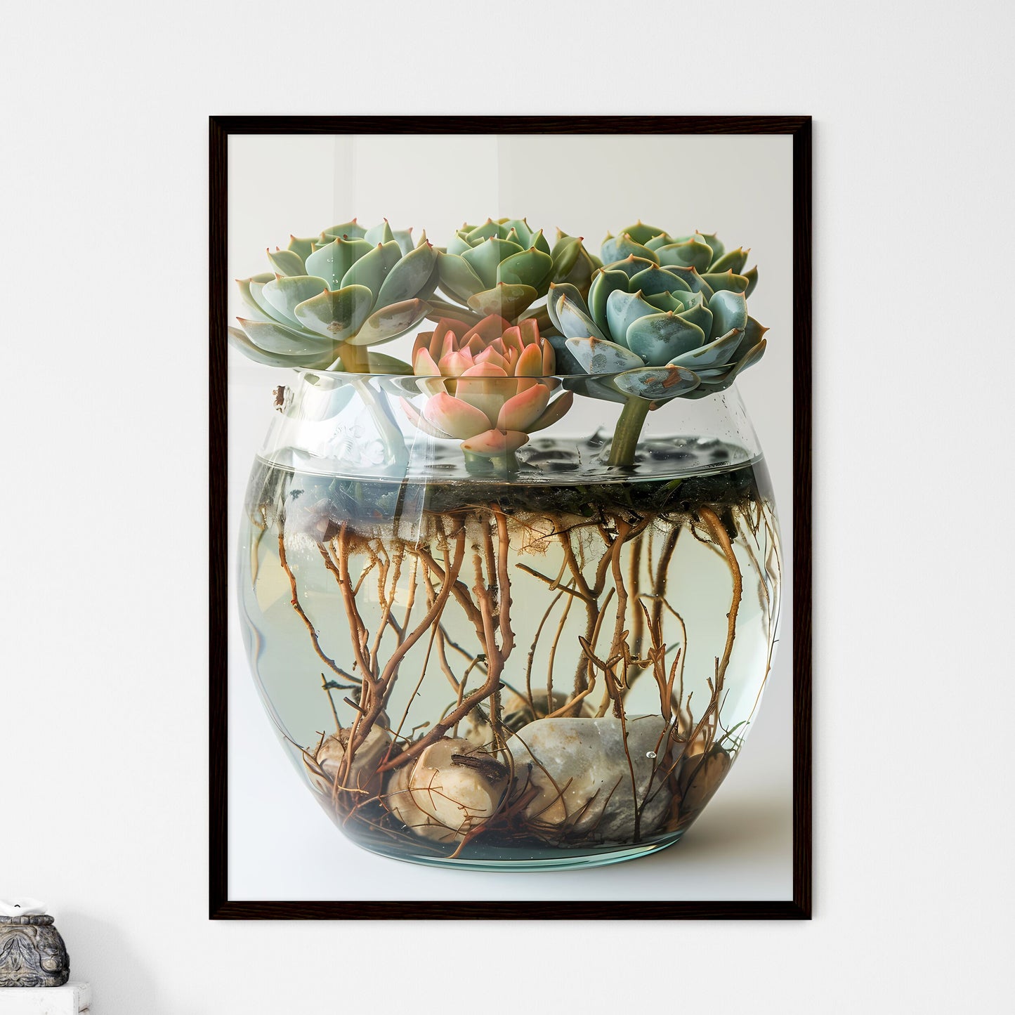 Ornamental Vase Echeveria Underwater Soiled  - Framed Art Print