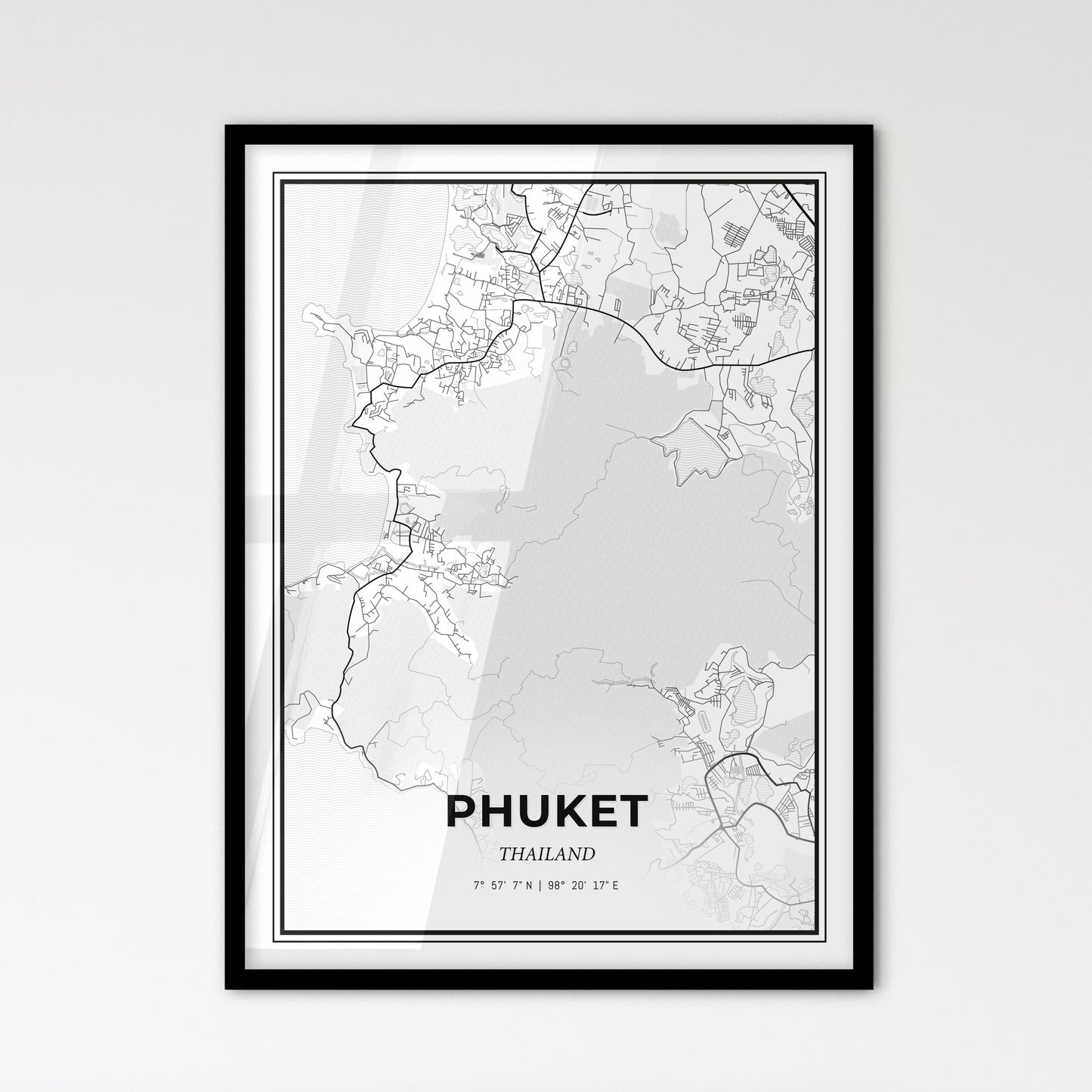 Phuket Thailand - Scandinavian Style City Map for Modern Home Decor