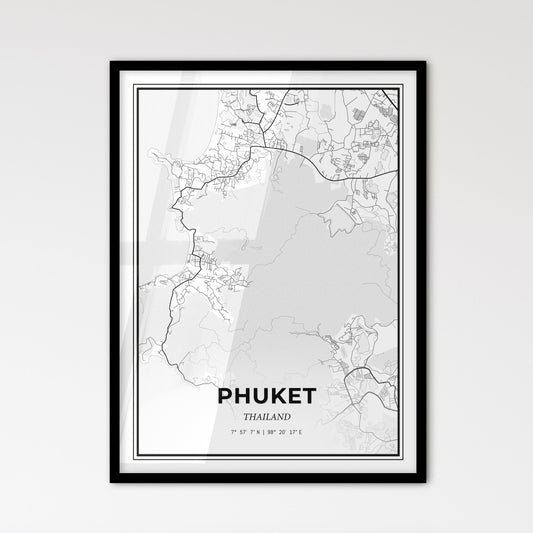 Phuket Thailand - Scandinavian Style City Map for Modern Home Decor