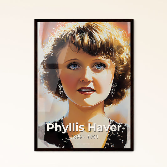 Portrait of Phyllis Haver, 1899 - 1960. Impressionistic painting of a woman with short hair and blue eyes.