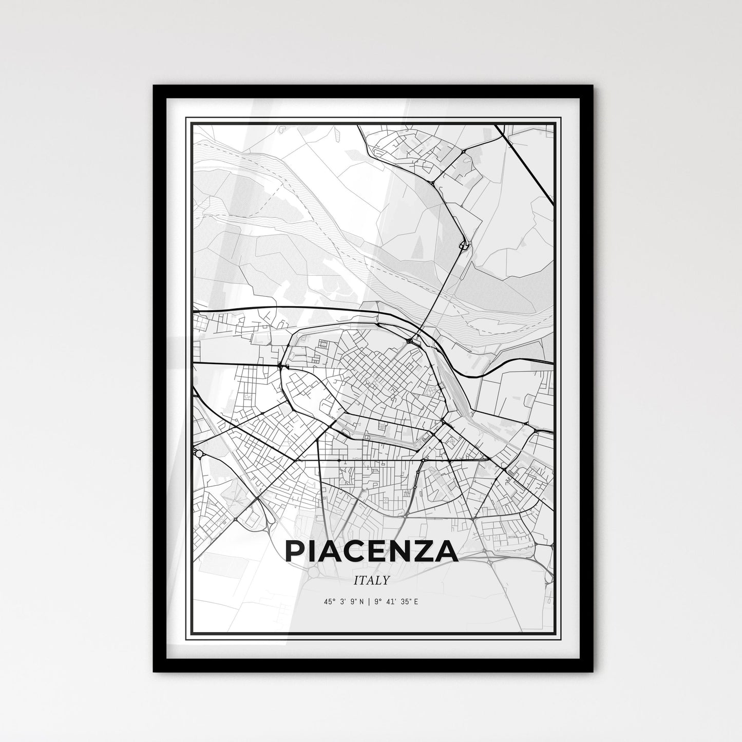 Piacenza Italy - Scandinavian Style City Map for Modern Home Decor