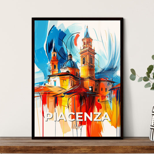 Vibrant Piacenza, Italy - A Painting Of A Building With Towers