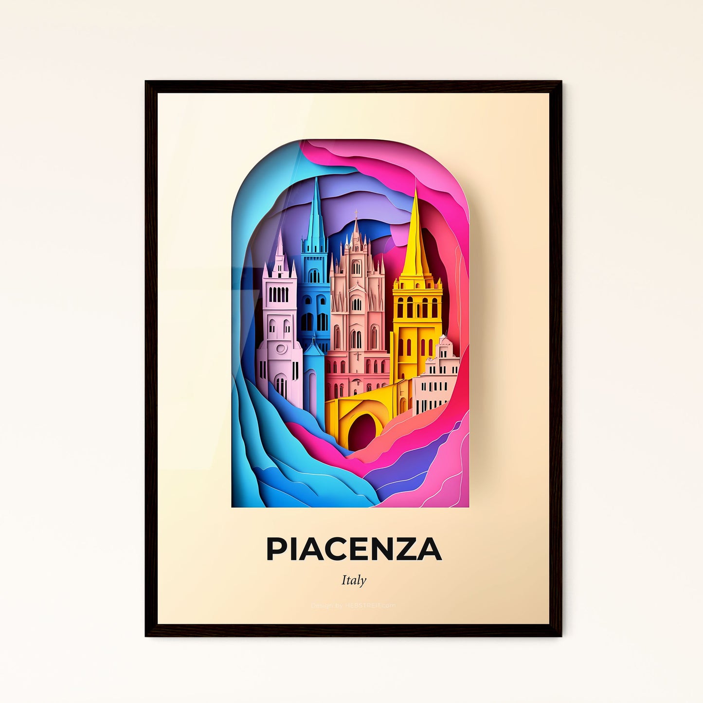 Vivid Piacenza, Italy - a paper cut of a city with a bridge