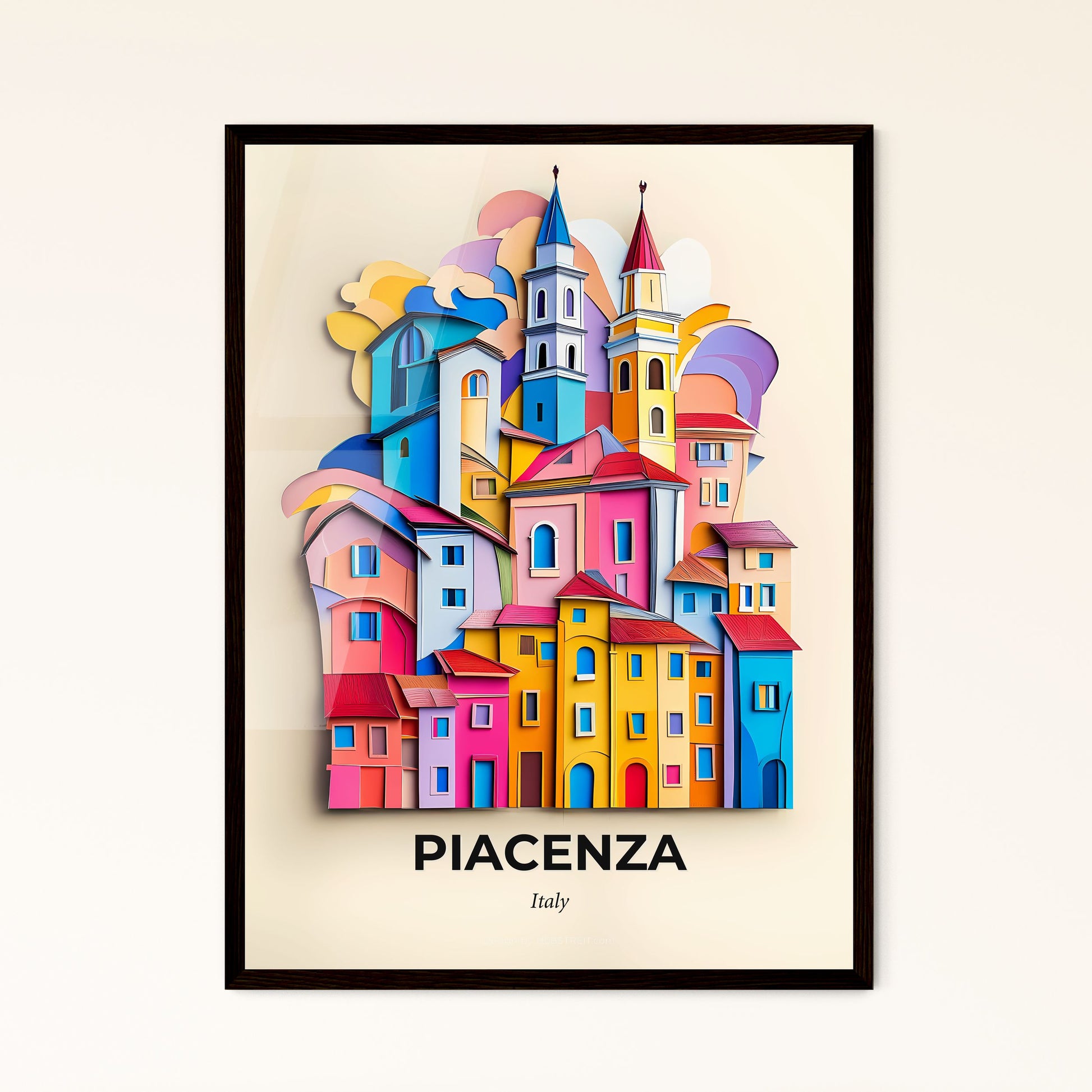 Vivid Piacenza, Italy - a colorful city with a clock tower on top of it