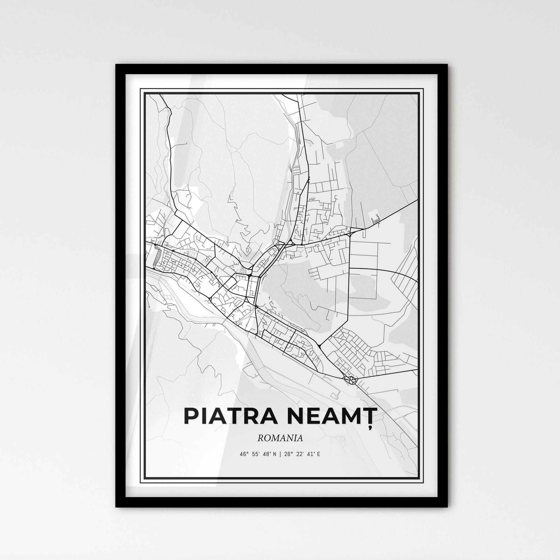 Piatra Neamț Romania - Scandinavian Style City Map for Modern Home Decor