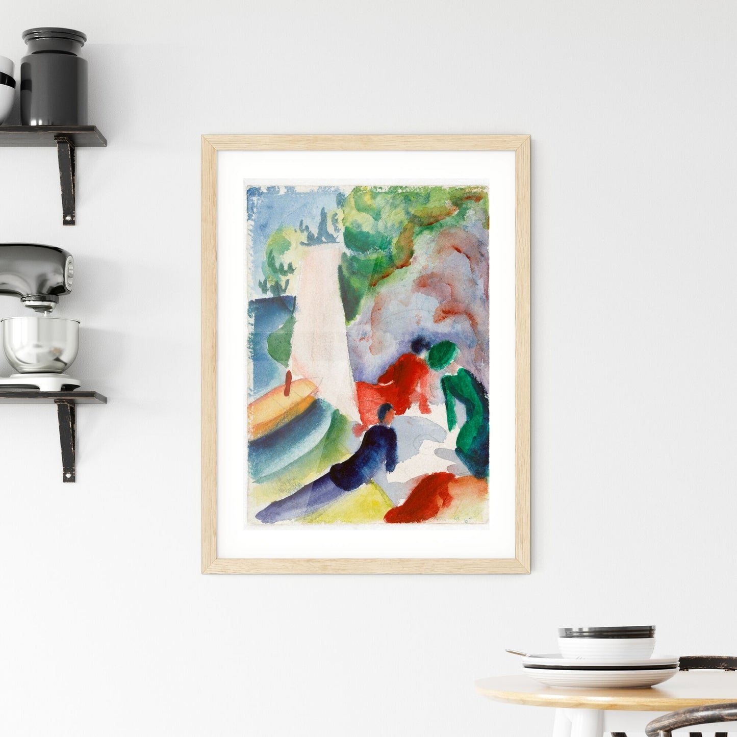 Framed Print of Picnic on the Beach by August Macke