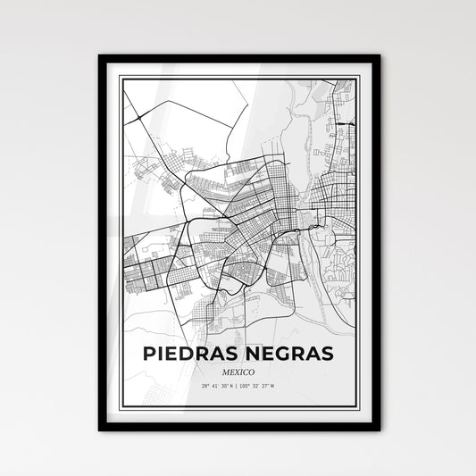 Piedras Negras Mexico - Scandinavian Style City Map for Modern Home Decor