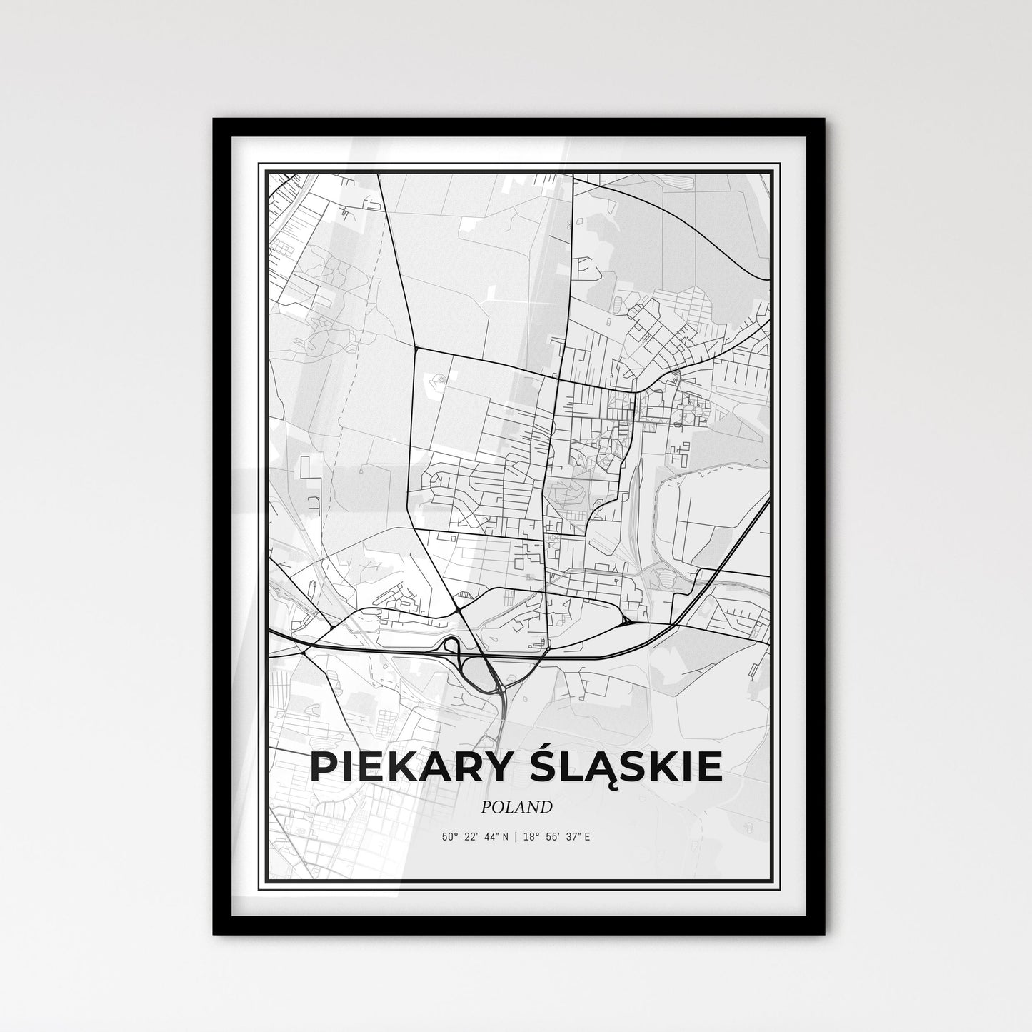 Piekary Śląskie Poland - Scandinavian Style City Map for Modern Home Decor