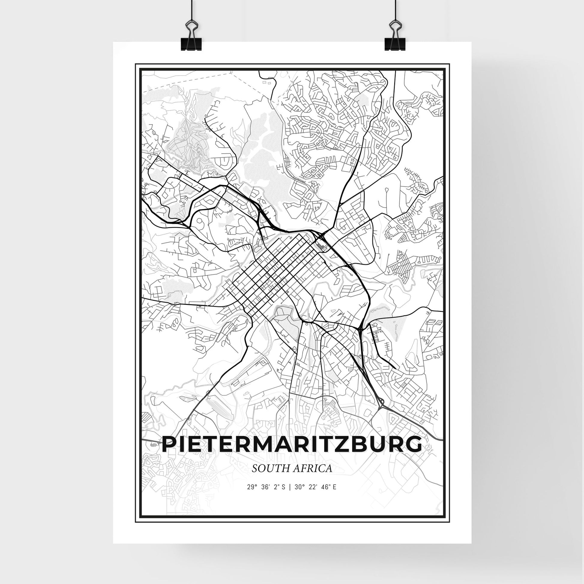 Pietermaritzburg South Africa - Premium City Map Poster