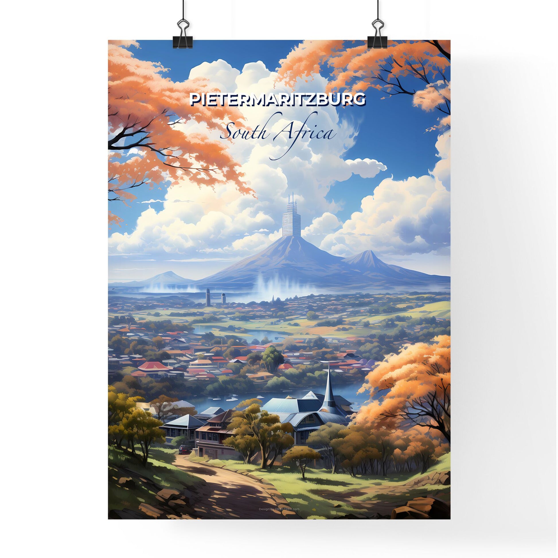 Pietermaritzburg Skyline Painting Landscape Cityscape South Africa Art Vibrant Colorful Default Title