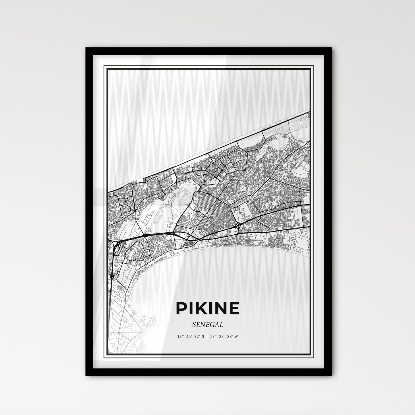 Pikine Senegal - Scandinavian Style City Map for Modern Home Decor