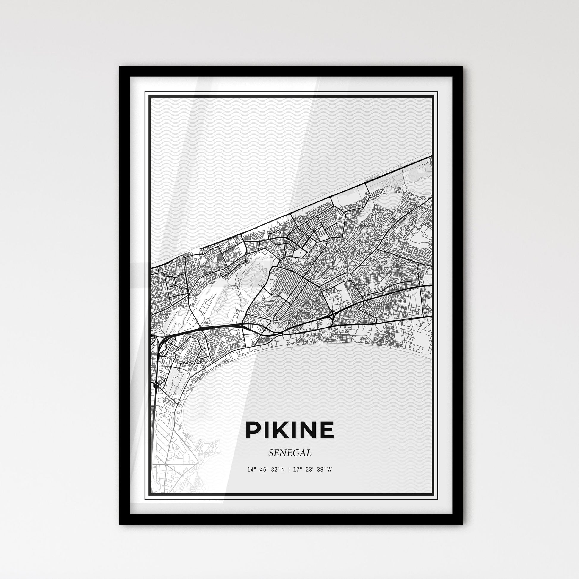 Pikine Senegal - Scandinavian Style City Map for Modern Home Decor