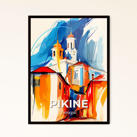 Vibrant Pikine, Senegal - A Painting Of A Building With A Steeple