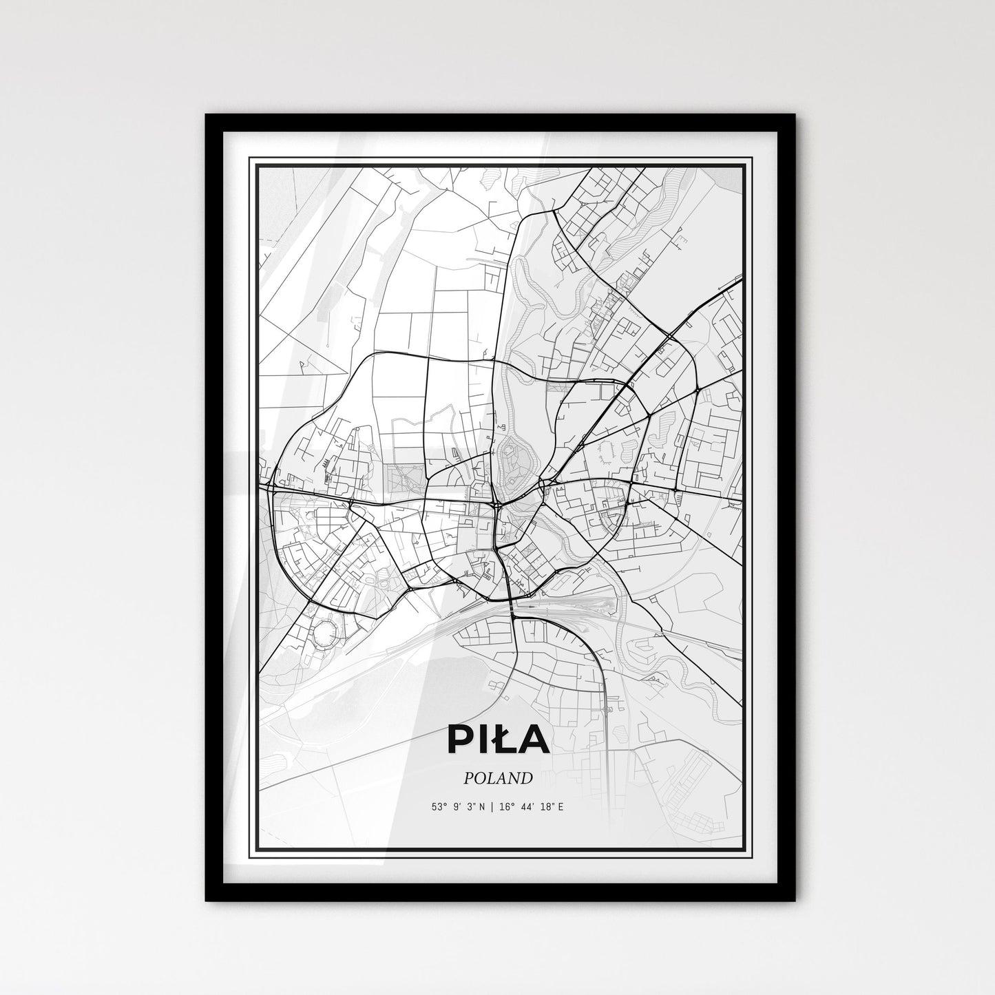 Piła Poland - Scandinavian Style City Map for Modern Home Decor