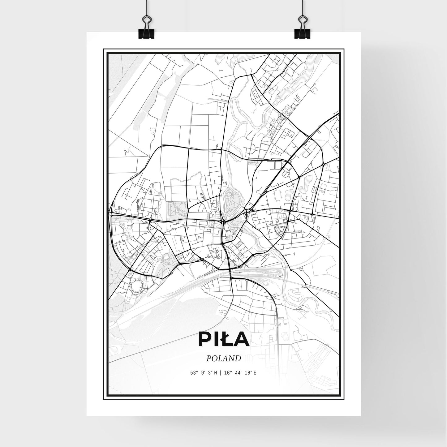 Piła Poland - Premium City Map Poster