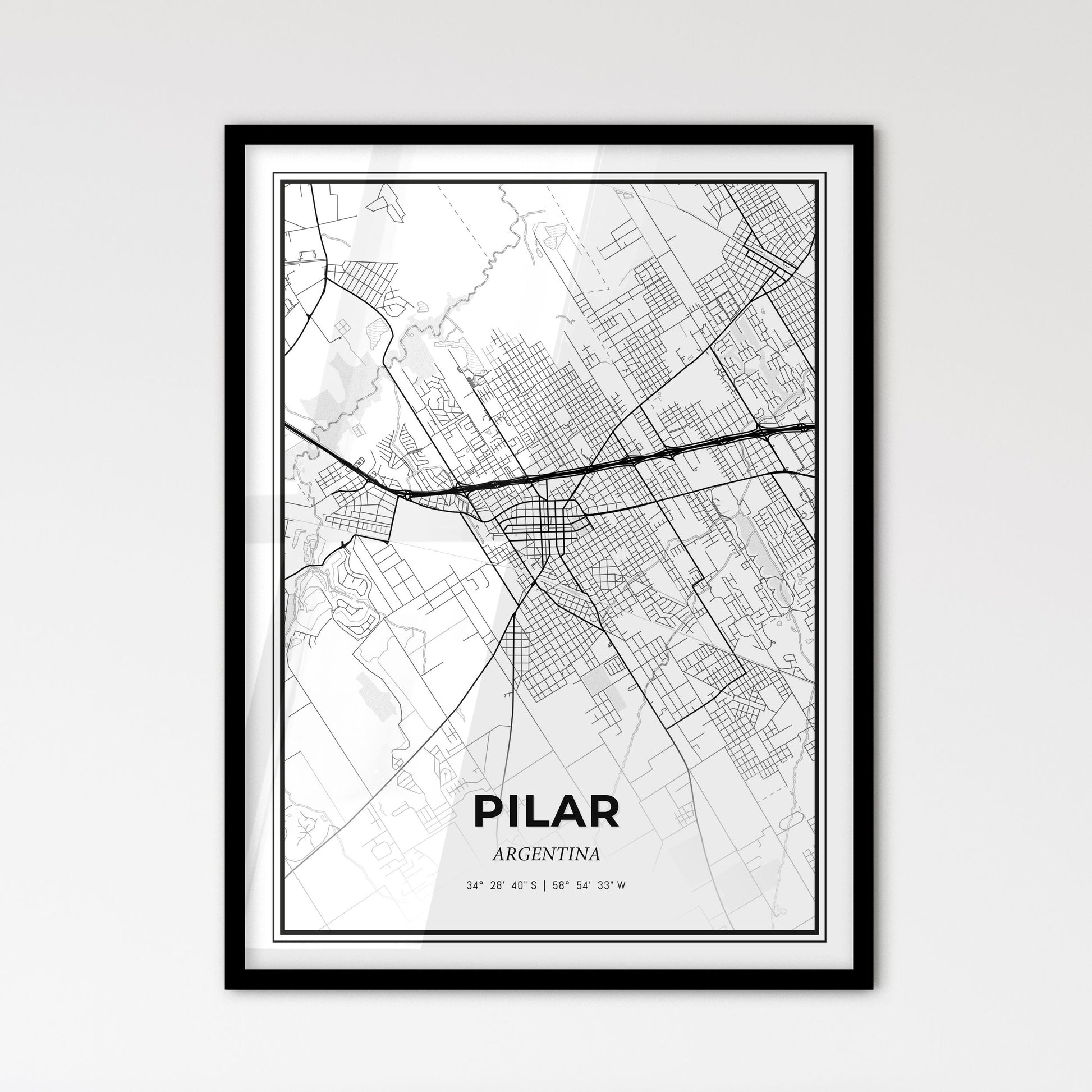 Pilar Argentina - Scandinavian Style City Map for Modern Home Decor