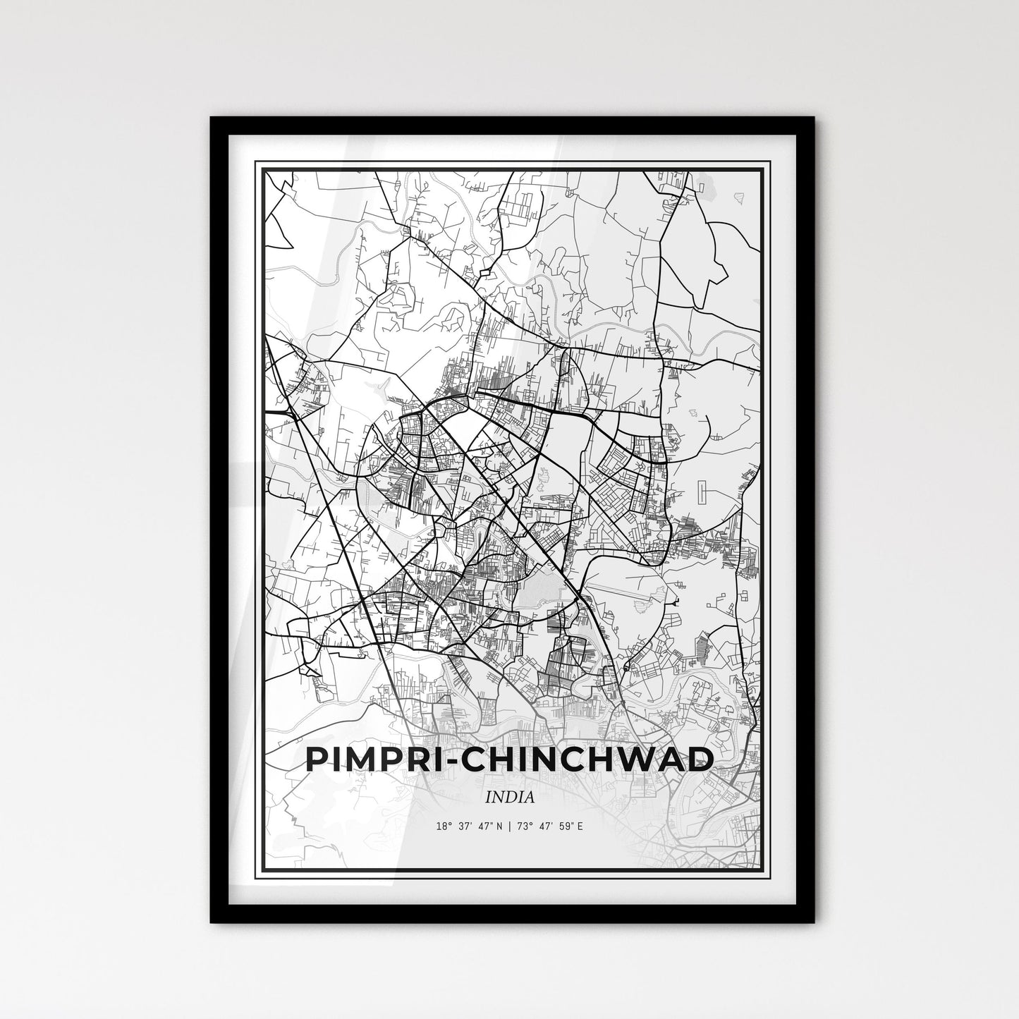 Pimpri-Chinchwad India - Scandinavian Style City Map for Modern Home Decor