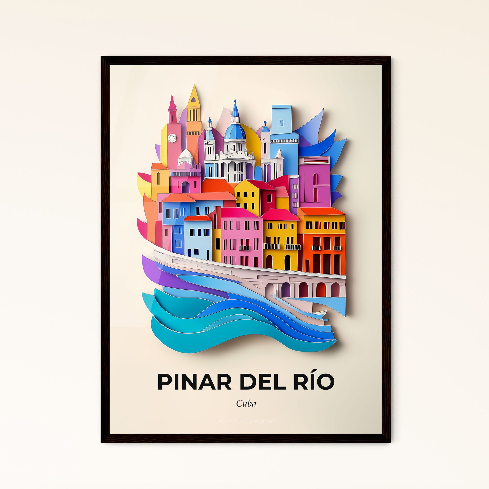 Vivid Pinar del Río, Cuba - a paper cut of a city with a river