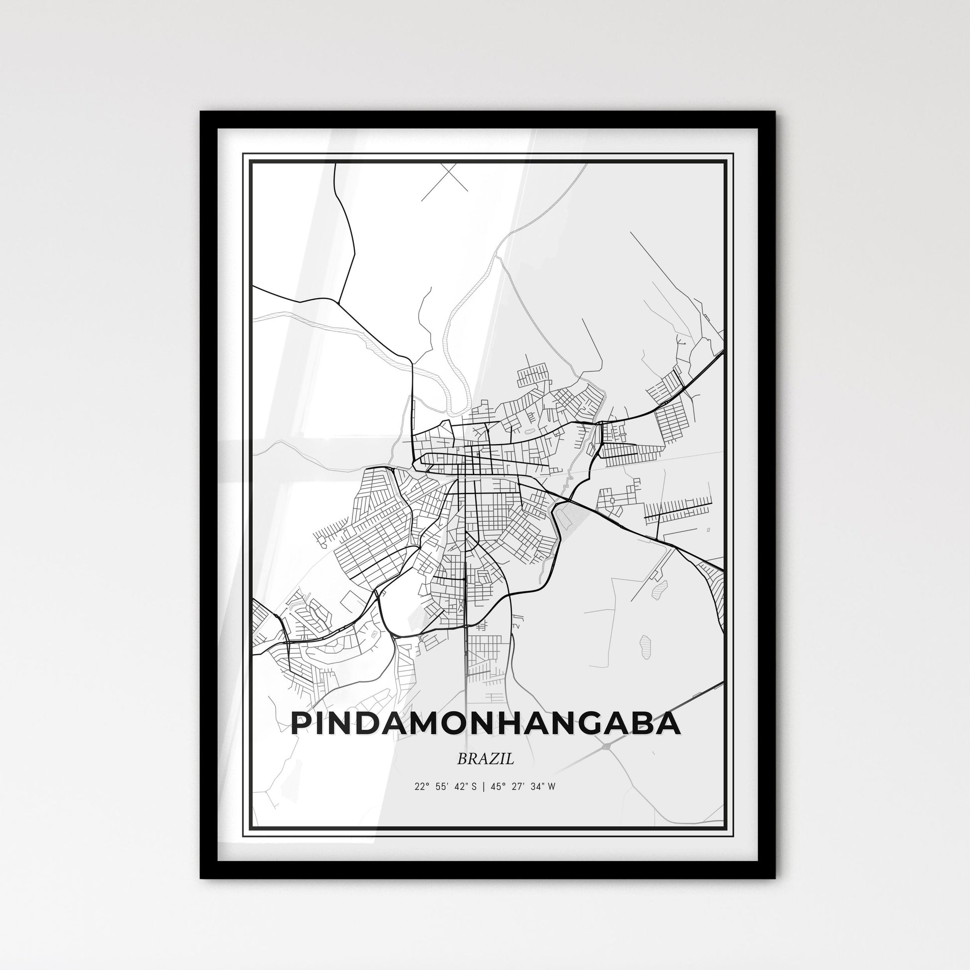 Pindamonhangaba Brazil - Scandinavian Style City Map for Modern Home Decor