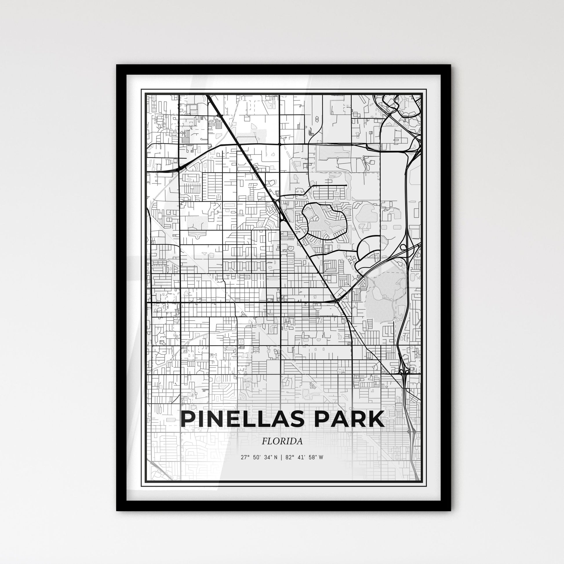 Pinellas Park Florida - Scandinavian Style City Map for Modern Home Decor