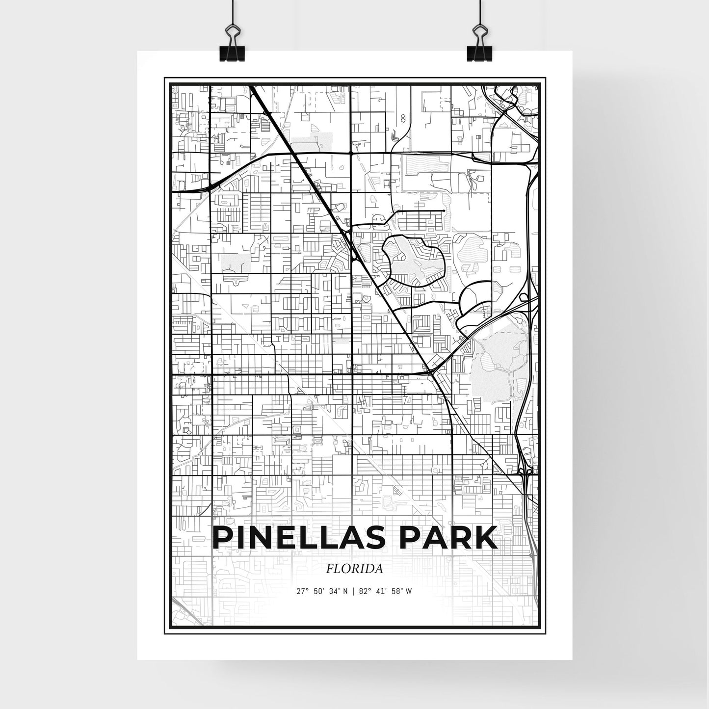 Pinellas Park Florida - Premium City Map Poster