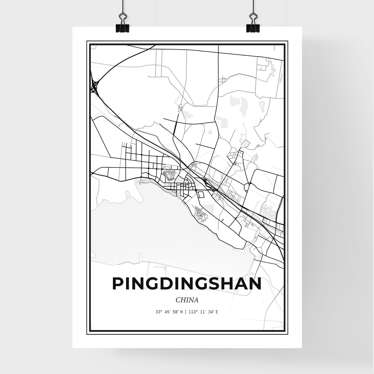 Pingdingshan China - Premium City Map Poster