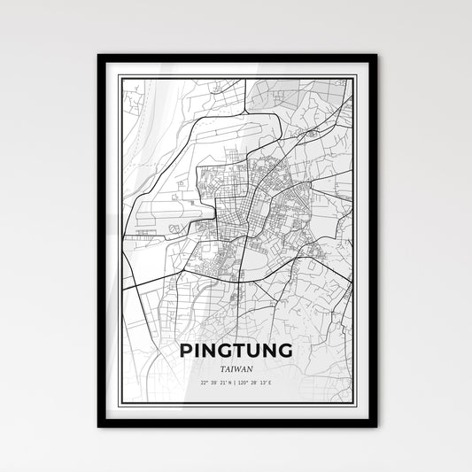 Pingtung Taiwan - Scandinavian Style City Map for Modern Home Decor