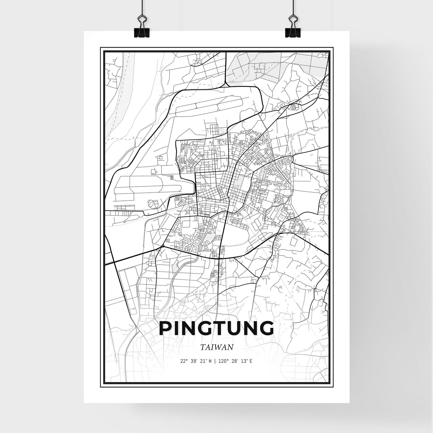 Pingtung Taiwan - Premium City Map Poster