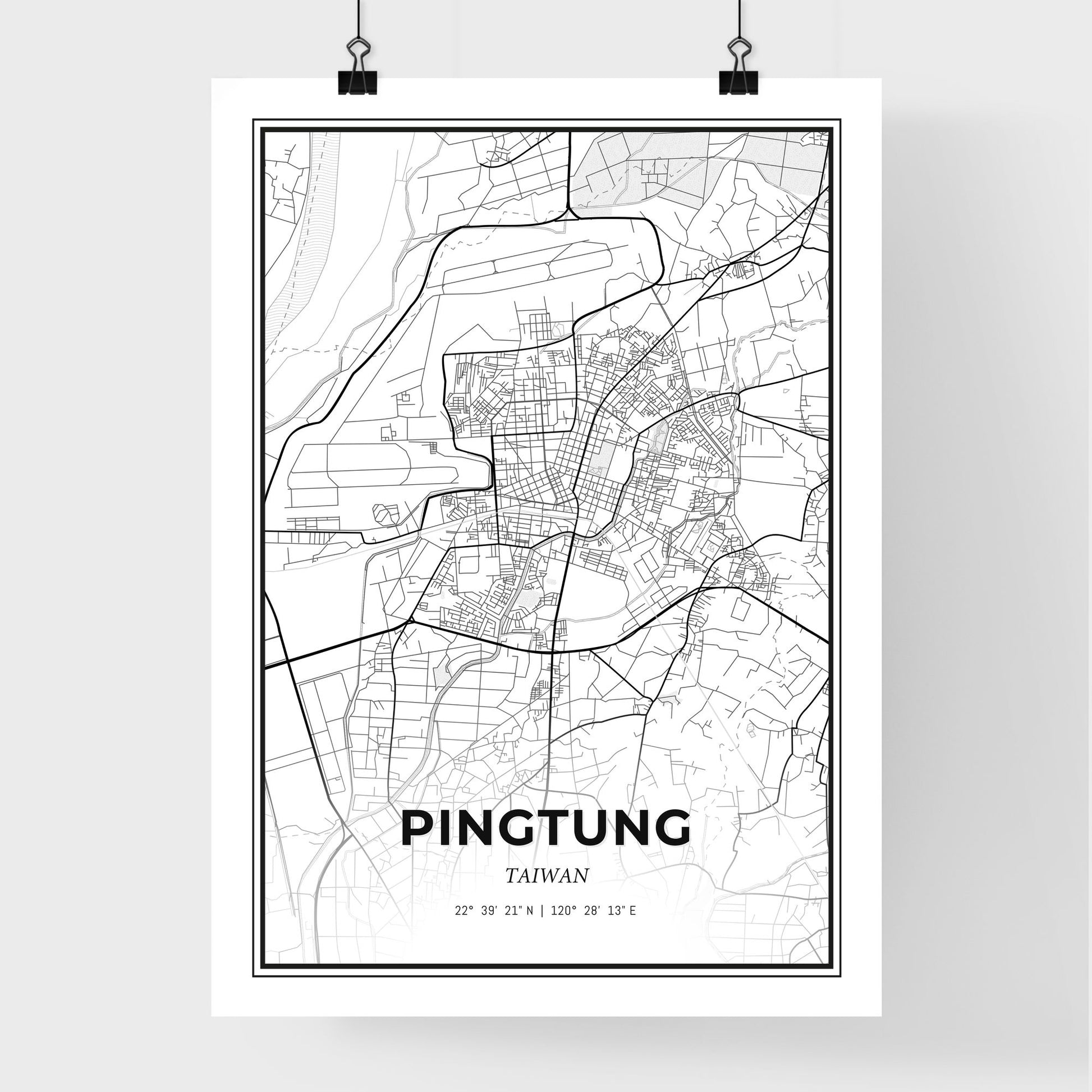 Pingtung Taiwan - Premium City Map Poster