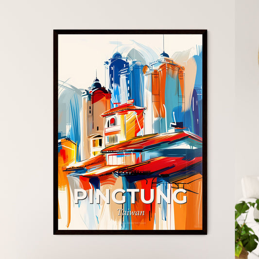 Vibrant Pingtung, Taiwan - A Painting Of Buildings And Towers