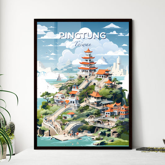 Pingtung Painting Taiwan Skyline Vibrant Building Impressionistic Art Default Title